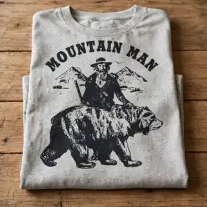 mountain man svg design printed on a plain product mockup