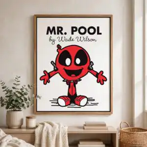 parody superhero character cute svg design printed on a plain product mockup