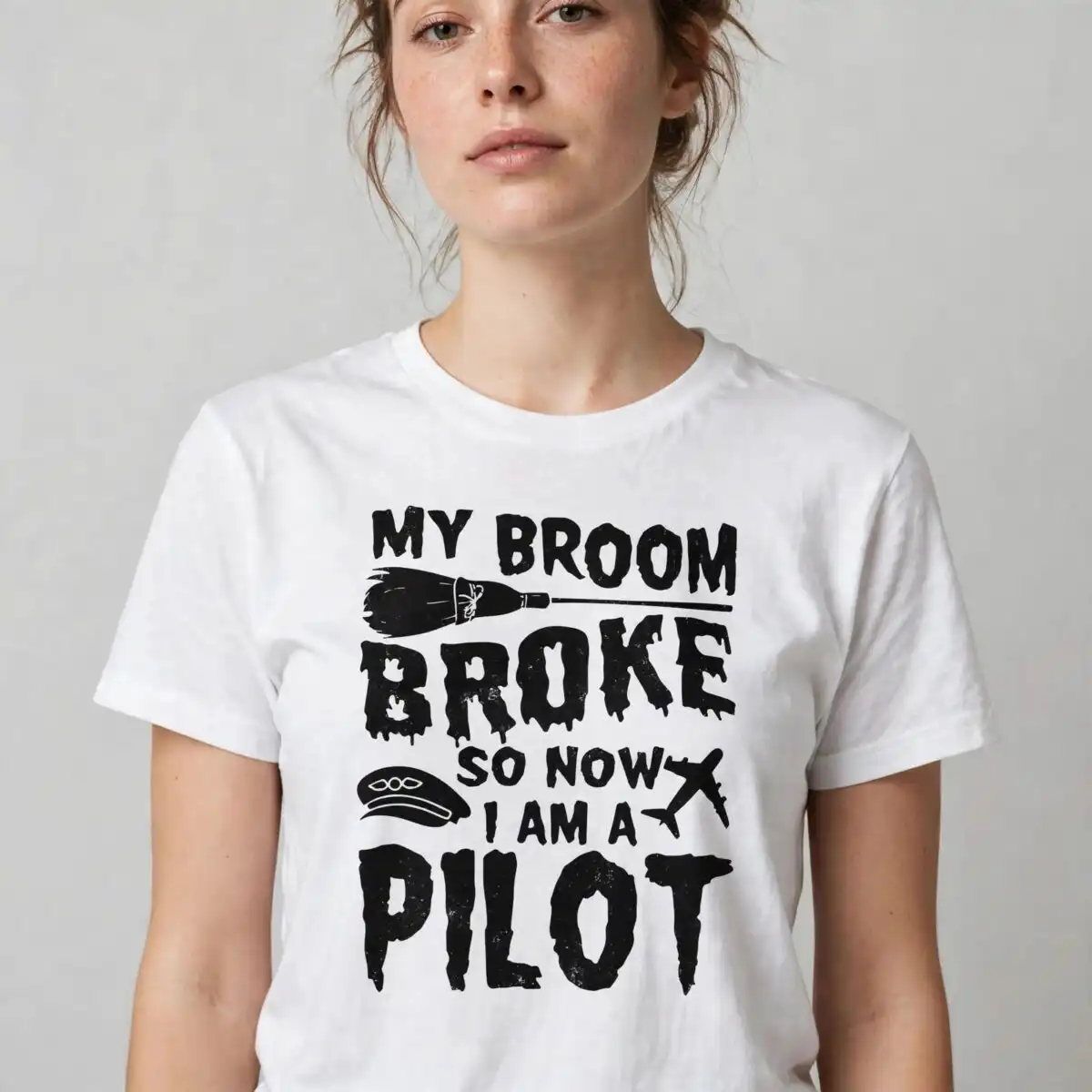 funny witch pilot quote - my broom broke so now i am a pilot halloween design funny witch svg design printed on a plain product mockup