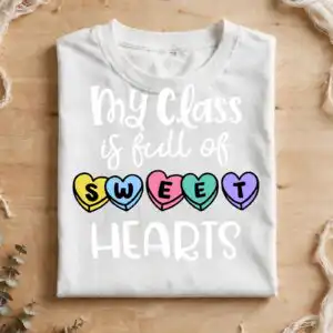 my class is full of sweet hearts valentine's day classroom design for teachers valentine's day svg design printed on a plain product mockup