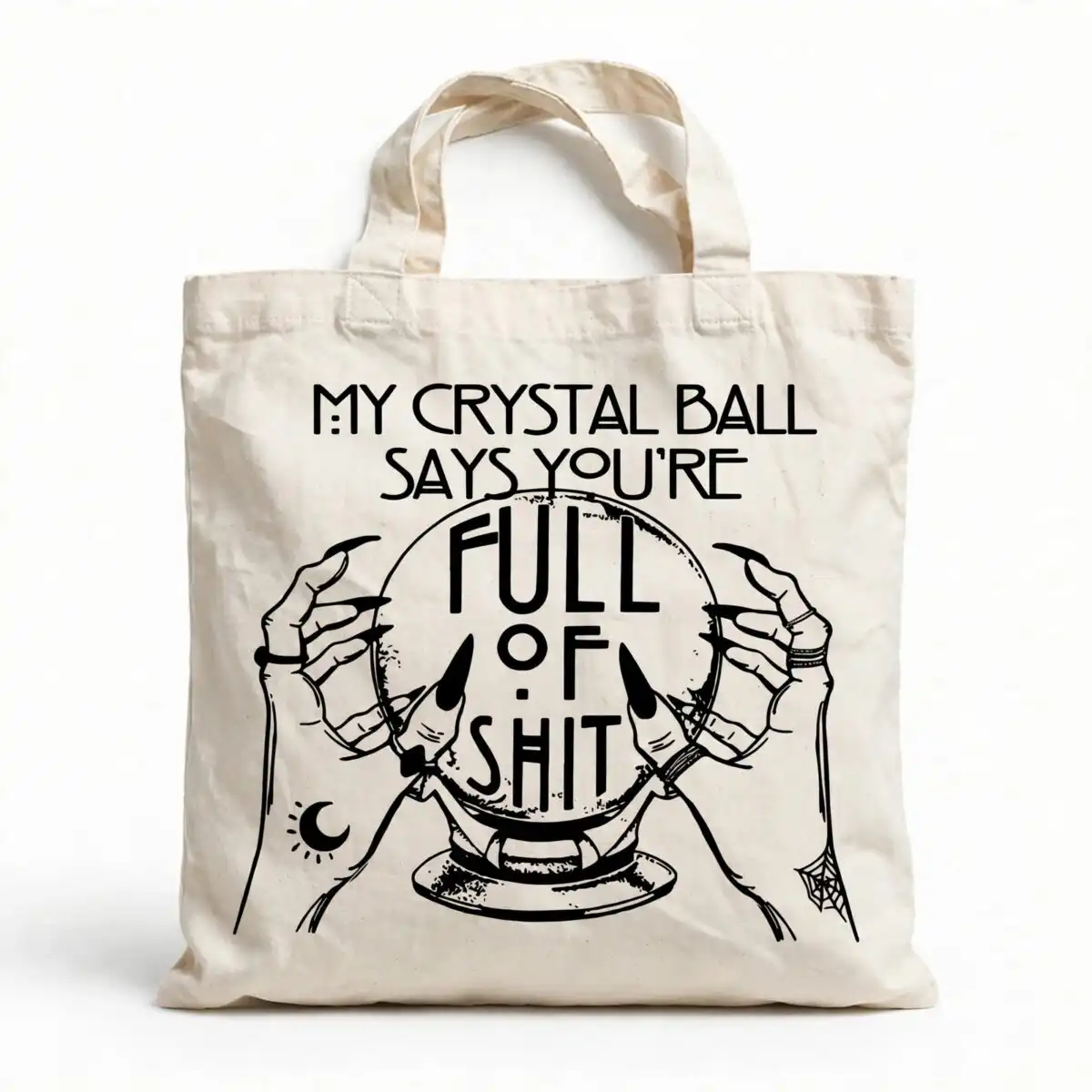 sarcastic halloween witchy hands crystal ball quote - you're full of shit design halloween witchy hands crystal ball svg design printed on a plain product mockup