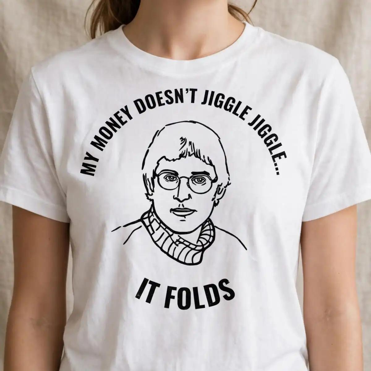 my money doesn't jiggle it folds funny portrait quote design my money doesn't jiggle svg design printed on a plain product mockup
