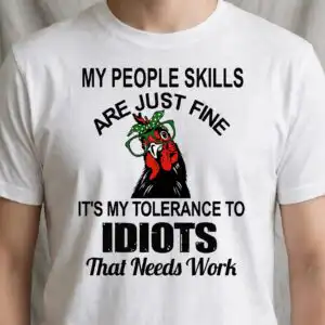 sarcastic chicken with glasses my people skills funny quote graphic my people skills svg design printed on a plain product mockup