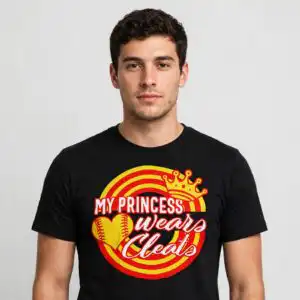 my princess wears cleats softball princess quote design for softball moms softball princess quote svg design printed on a plain product mockup