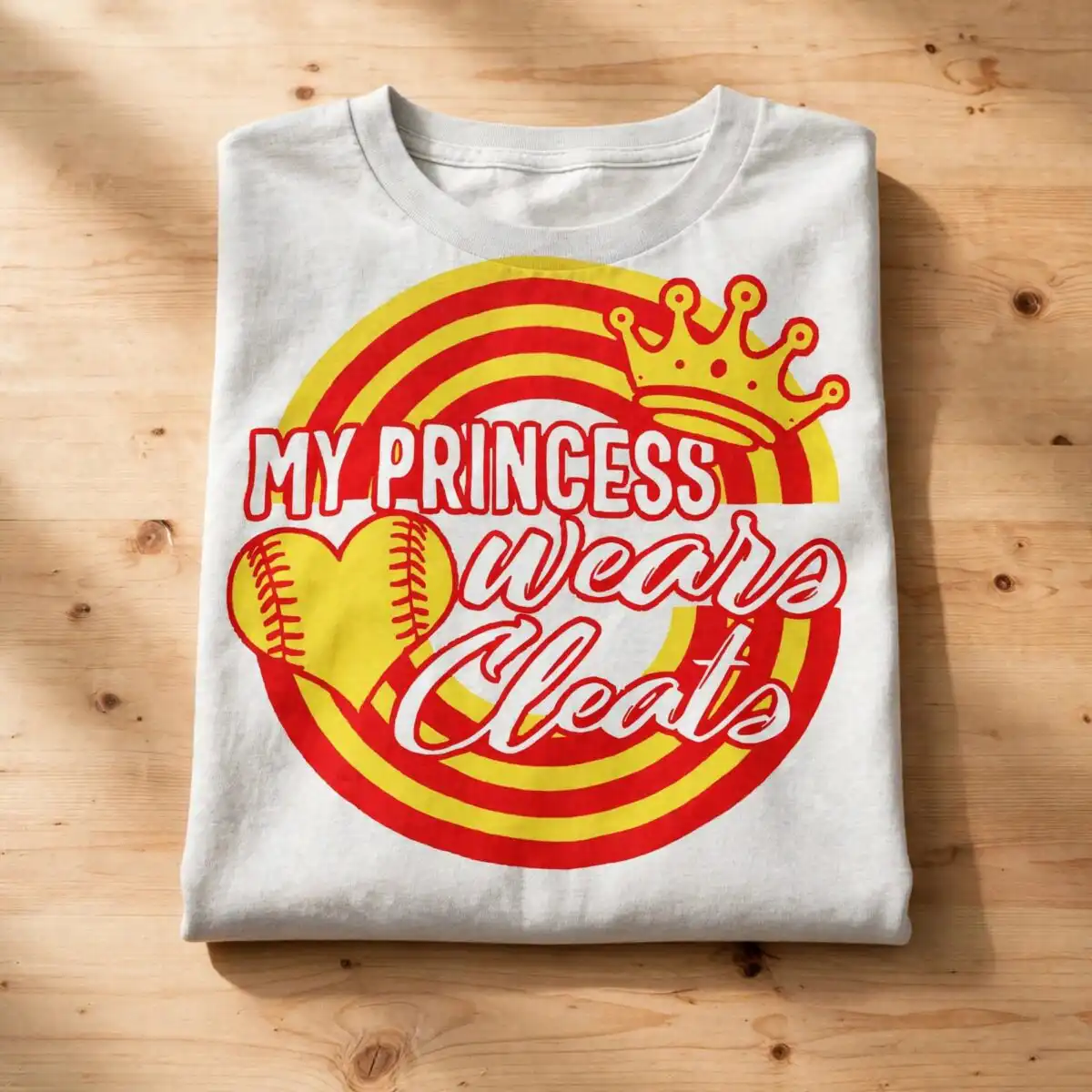 my princess wears cleats softball princess quote design for softball moms softball princess quote svg design printed on a plain product mockup