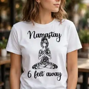 woman lotus yoga pose svg design printed on a plain product mockup