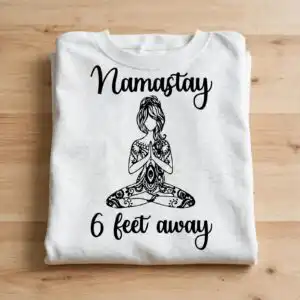 woman lotus yoga pose svg design printed on a plain product mockup