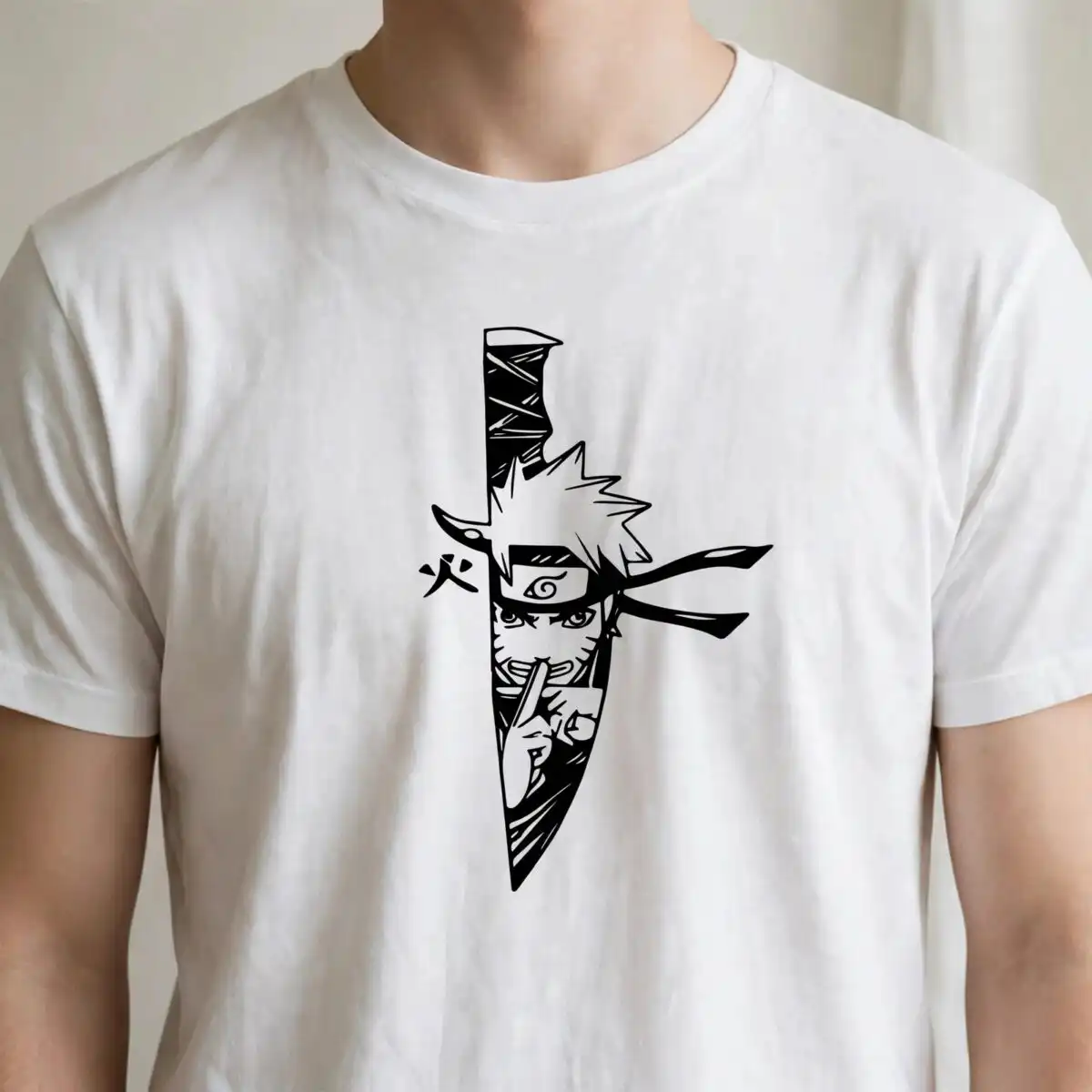 three kunai knife silhouettes with anime ninja portraits for shirts and decals three kunai knife silhouettes svg design printed on a plain product mockup