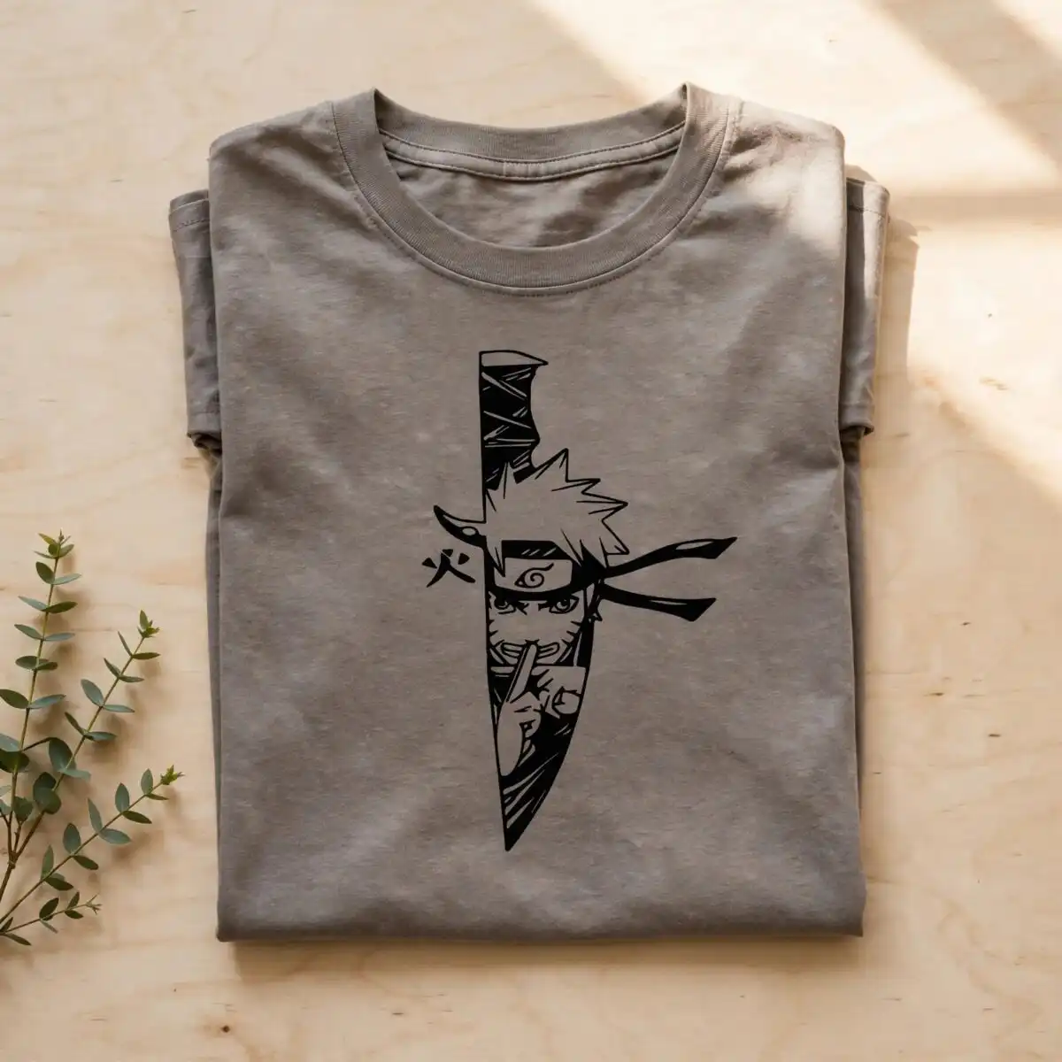 three kunai knife silhouettes with anime ninja portraits for shirts and decals three kunai knife silhouettes svg design printed on a plain product mockup