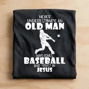 baseball player old man svg design printed on a plain product mockup