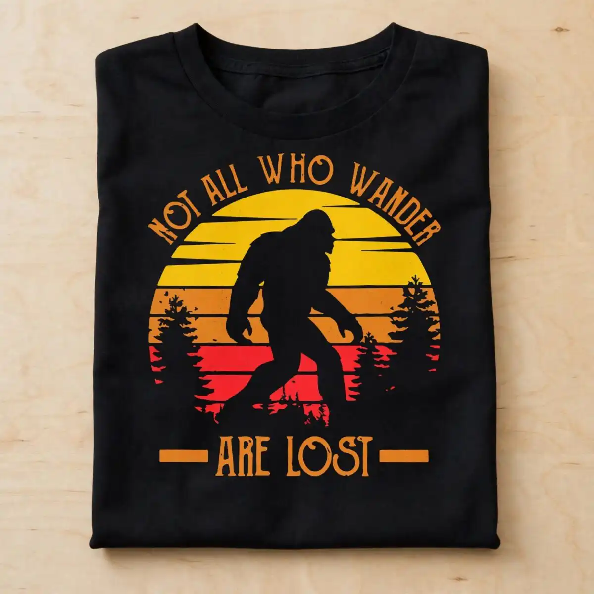 adventure bigfoot sasquatch walking wilderness svg design printed on a plain product mockup