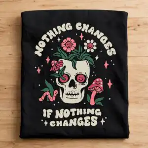 skull and flower svg design printed on a plain product mockup