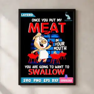 funny cartoon pig chef barbecue shirt design with sausage on a fork cartoon pig svg design printed on a plain product mockup