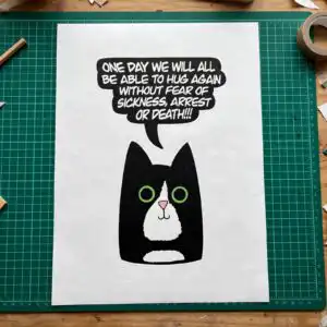 cartoon cat outline speech bubble quote svg for cricut and t-shirts cartoon speech bubble png design printed on a plain product mockup