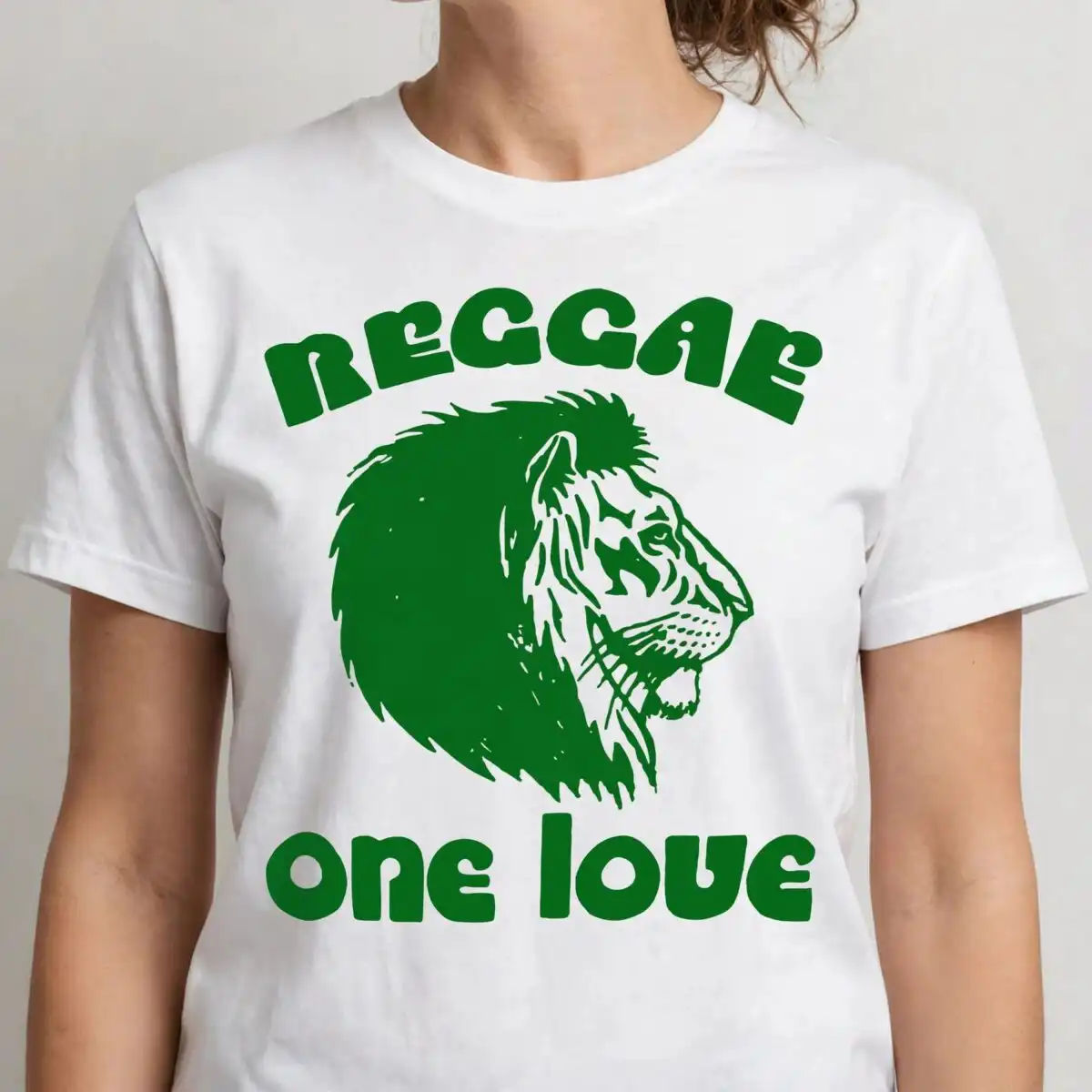 bold retro reggae lion with one love text for music festival tees music festival reggae lion text svg design printed on a plain product mockup