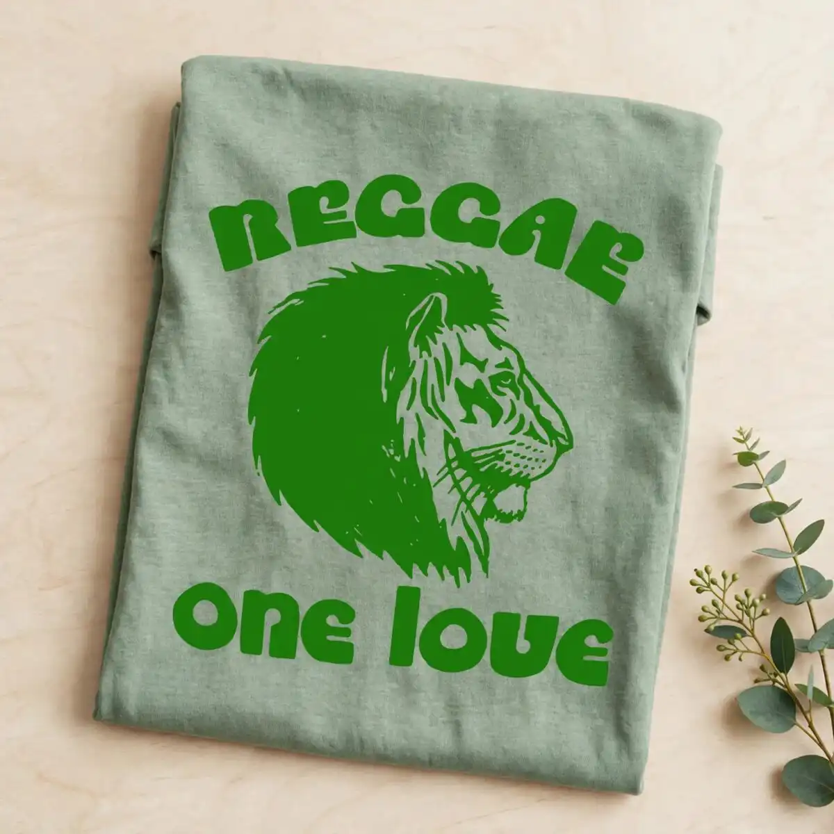 bold retro reggae lion with one love text for music festival tees music festival reggae lion text svg design printed on a plain product mockup