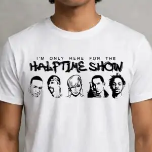 i'm only here for the halftime show black line art sketch for shirts, mugs and tumblers black line png art design printed on a plain product mockup