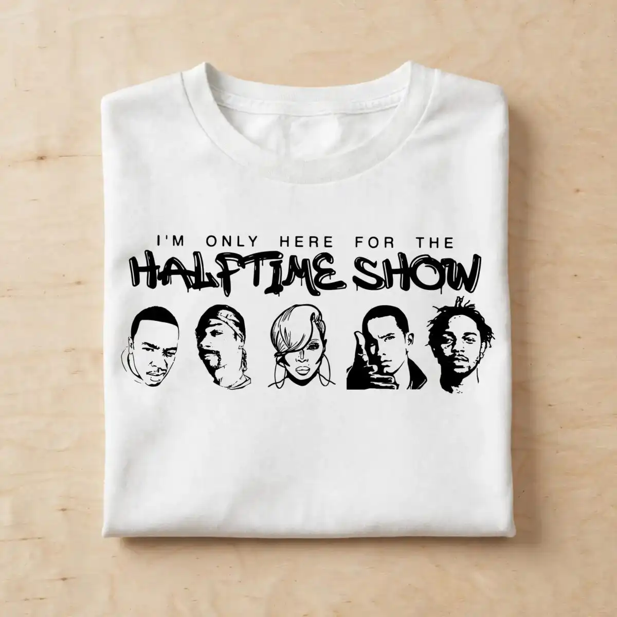 i'm only here for the halftime show black line art sketch for shirts, mugs and tumblers black line png art design printed on a plain product mockup