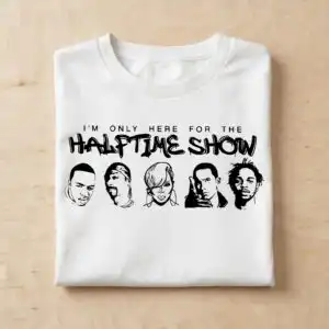 i'm only here for the halftime show black line art sketch for shirts, mugs and tumblers black line png art design printed on a plain product mockup