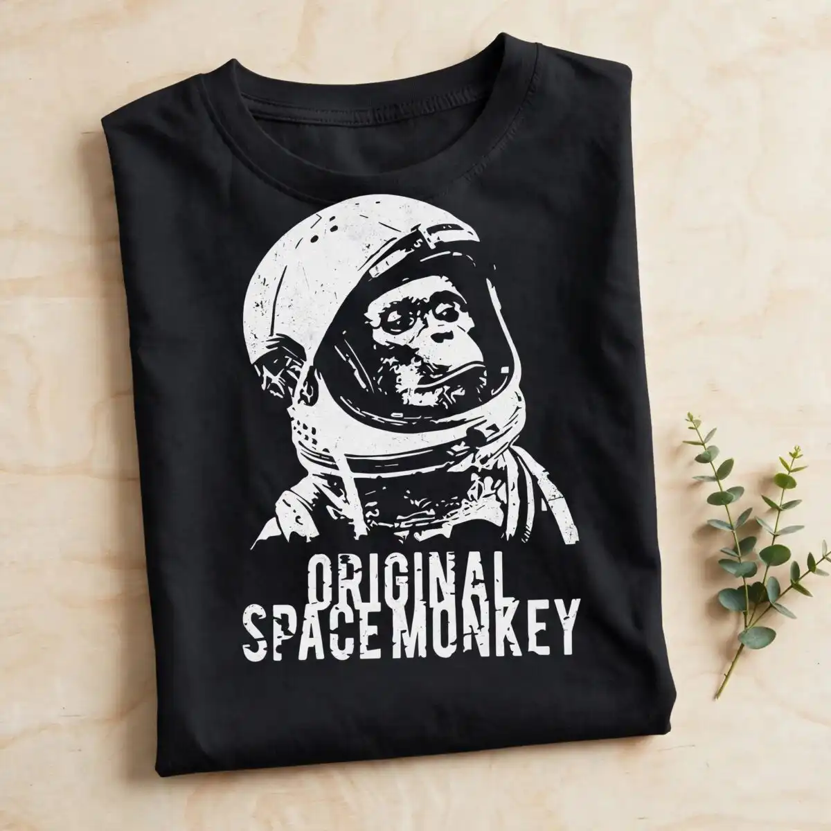 original space monkey vintage chimpanzee astronaut shirt graphic original space monkey svg design printed on a plain product mockup