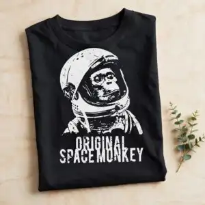 original space monkey vintage chimpanzee astronaut shirt graphic original space monkey svg design printed on a plain product mockup