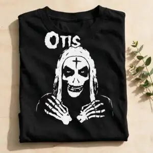 hooded skeleton with inverted cross and otis gothic halloween design hooded skeleton inverted cross svg design printed on a plain product mockup