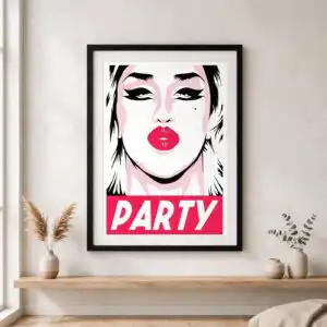 party svg stylized portrait of a woman's face for shirts, totes and mugs party svg design printed on a plain product mockup