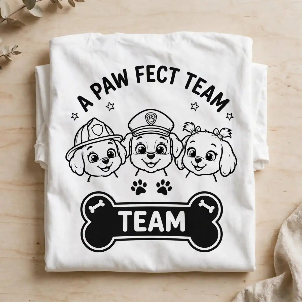 apawfect team dog line art svg for birthday shirts and party decor dog line art svg design printed on a plain product mockup