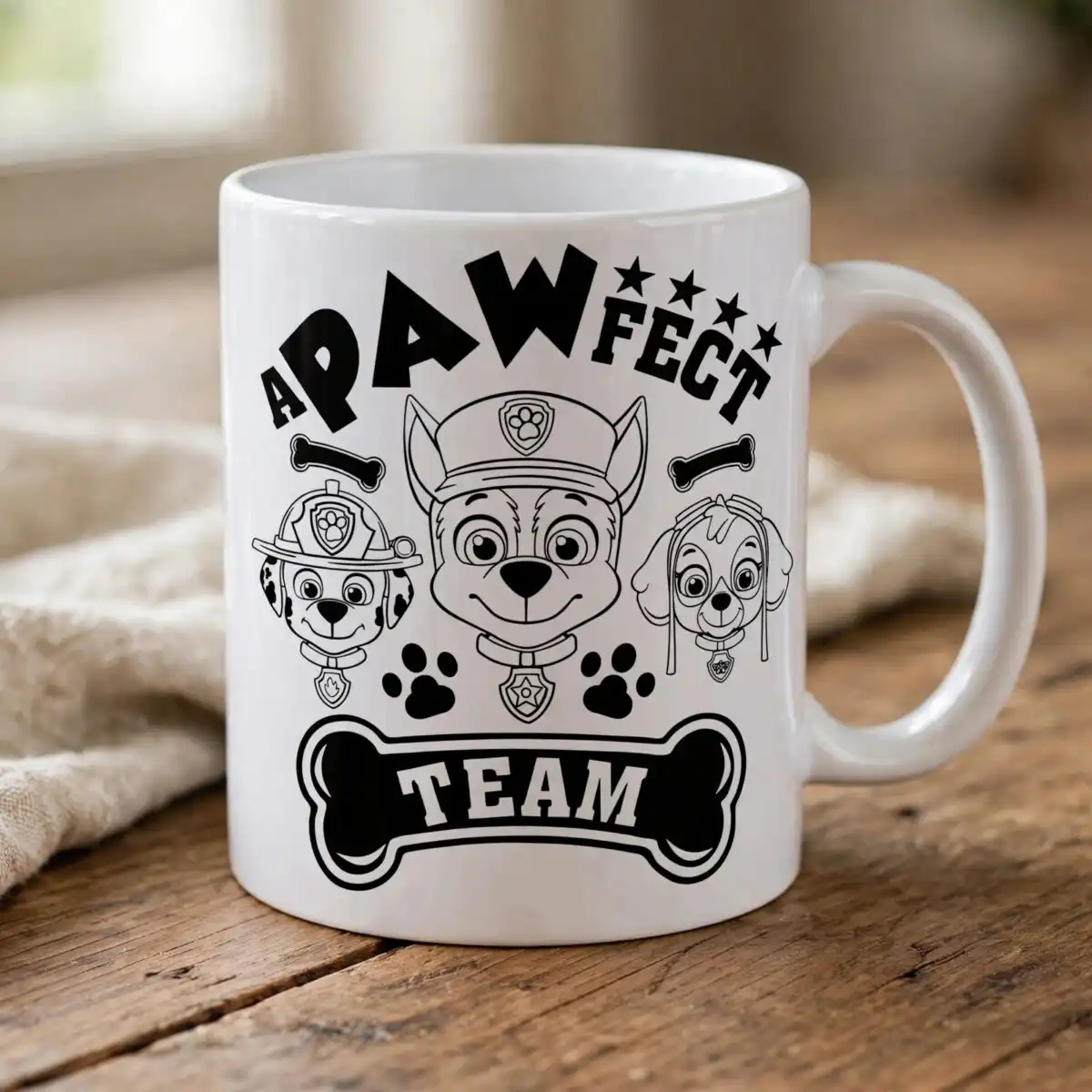 apawfect team dog line art svg for birthday shirts and party decor dog line art svg design printed on a plain product mockup