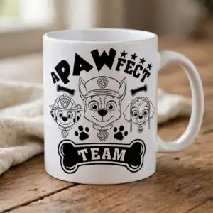 apawfect team dog line art svg for birthday shirts and party decor dog line art svg design printed on a plain product mockup