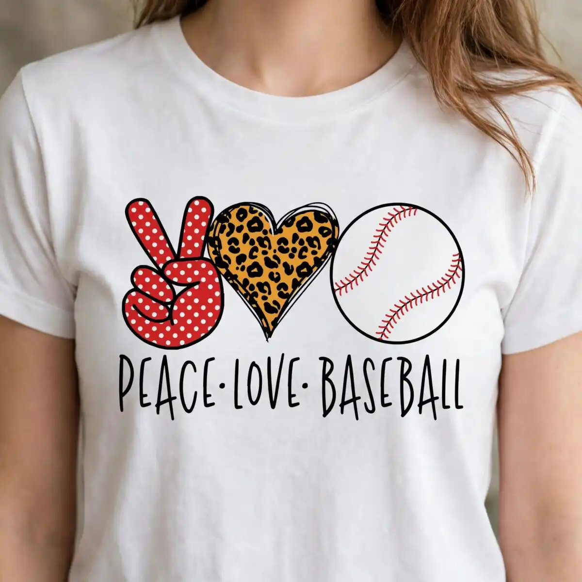 peace love baseball leopard print heart svg for baseball season shirts and tumblers leopard print heart svg design printed on a plain product mockup