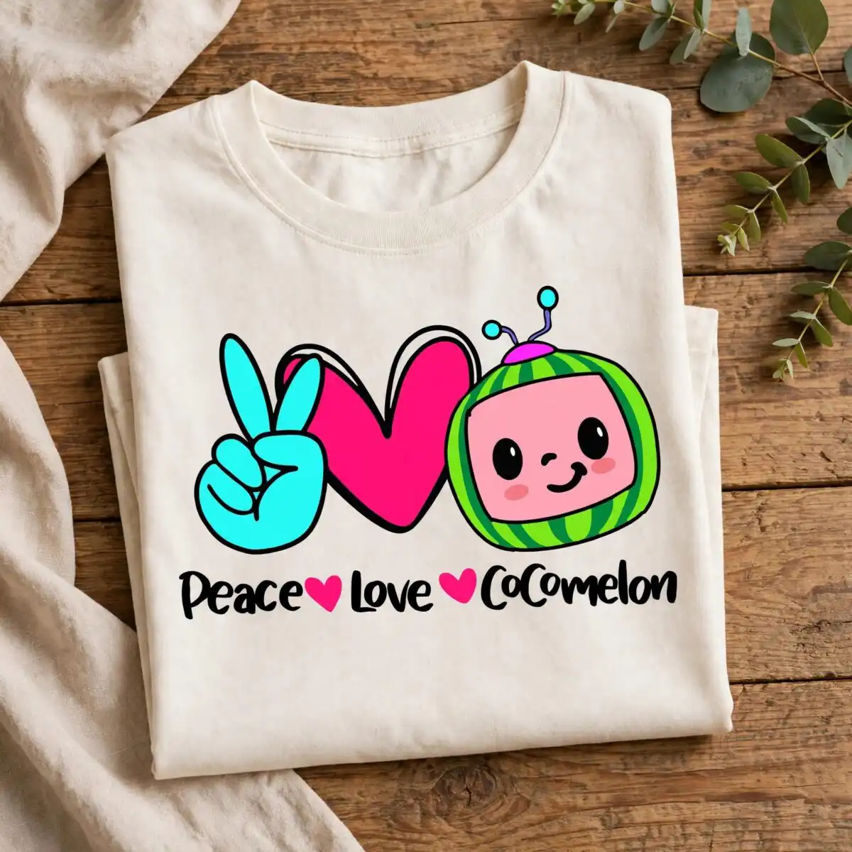 peace love cocomelon hand drawn heart design for birthday shirts, tumblers and kids' room hand drawn heart svg design printed on a plain product mockup