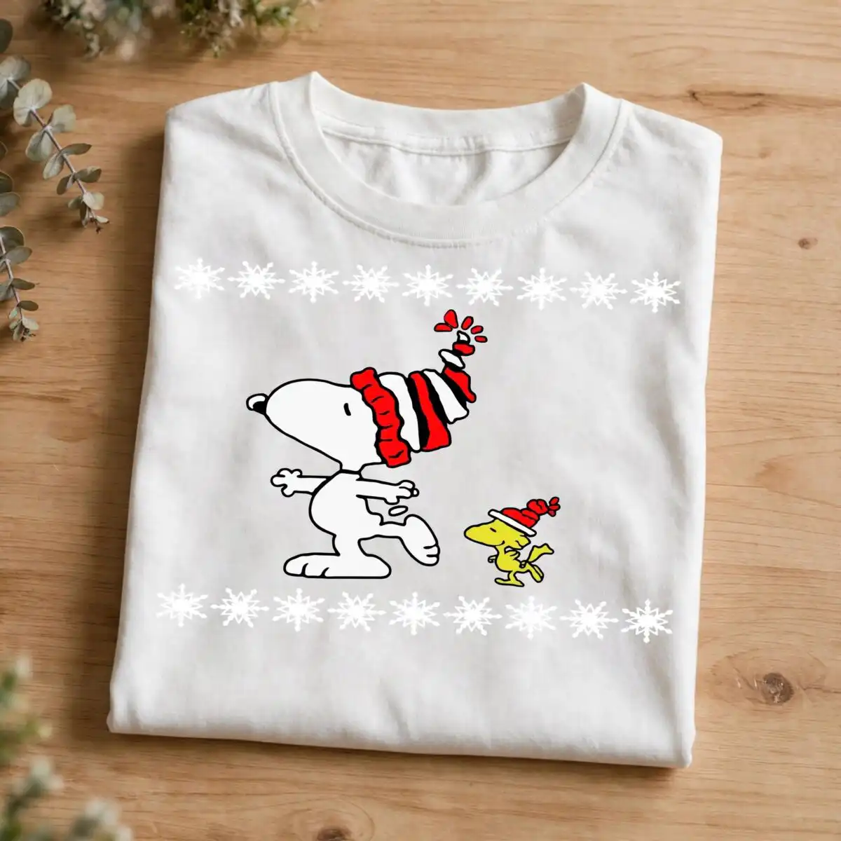 festive winter scene white svg cut file for holiday sweater and shirt crafts festive winter scene white svg design printed on a plain product mockup