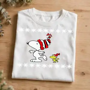festive winter scene white svg cut file for holiday sweater and shirt crafts festive winter scene white svg design printed on a plain product mockup