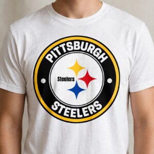pittsburgh steelers circular badge with black ring svg shirt and mug design circular badge black ring svg design printed on a plain product mockup