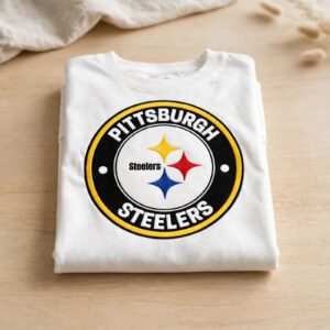 pittsburgh steelers circular badge with black ring svg shirt and mug design circular badge black ring svg design printed on a plain product mockup