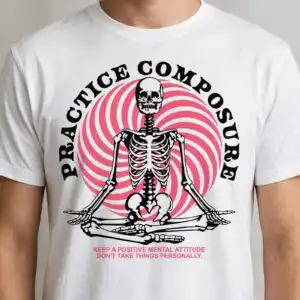 skeleton seated svg design printed on a plain product mockup