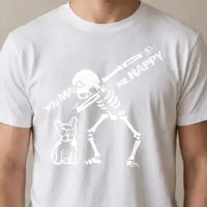 dabbing skeleton french bulldog images with you make me happy quote french bulldog images svg design printed on a plain product mockup