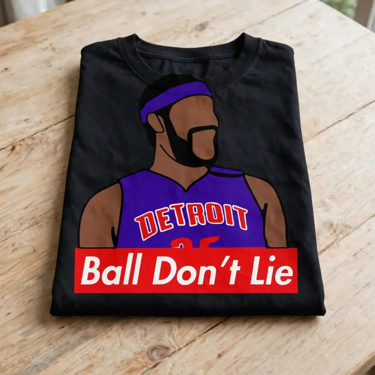 faceless detroit basketball player sports design with ball don't lie banner sports faceless basketball player detroit svg design printed on a plain product mockup