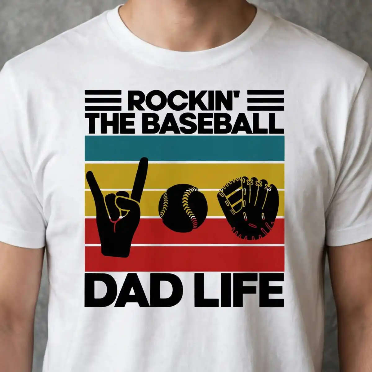 baseball dad shirt svg design printed on a plain product mockup