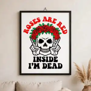 skull with roses halloween quote design for shirts, mugs and stickers skull with roses svg design printed on a plain product mockup