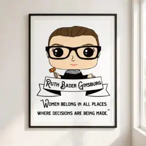 chibi style cartoon bust cut file with ruth bader ginsburg quote shirt design chibi style cartoon bust cut file design printed on a plain product mockup