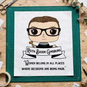 chibi style cartoon bust cut file with ruth bader ginsburg quote shirt design chibi style cartoon bust cut file design printed on a plain product mockup