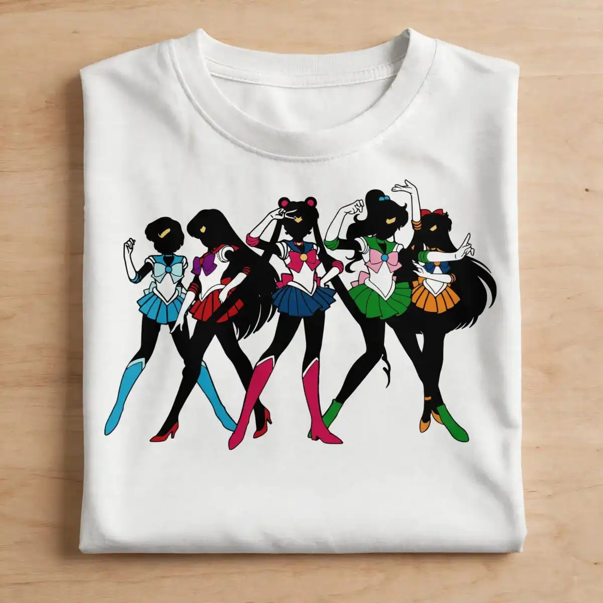 five stylized female figures svg design printed on a plain product mockup
