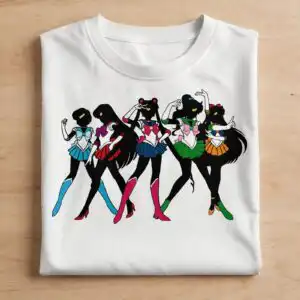 five stylized female figures svg design printed on a plain product mockup