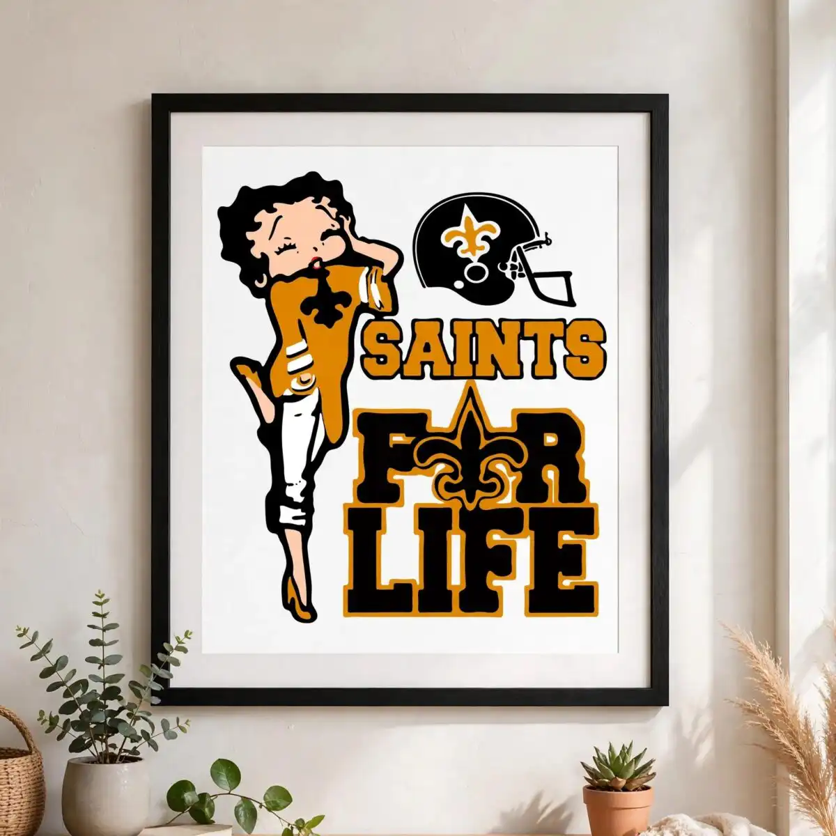 stylized cartoon figure curly svg design printed on a plain product mockup