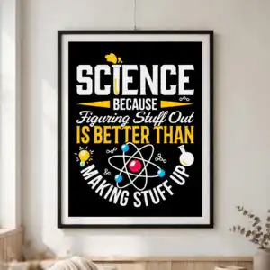 science themed slogan science svg design printed on a plain product mockup