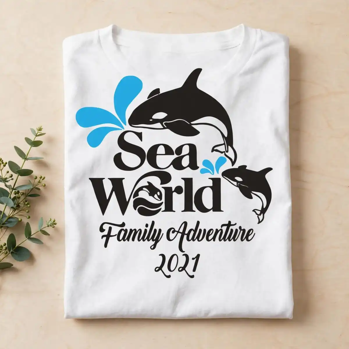 two orca svg design printed on a plain product mockup