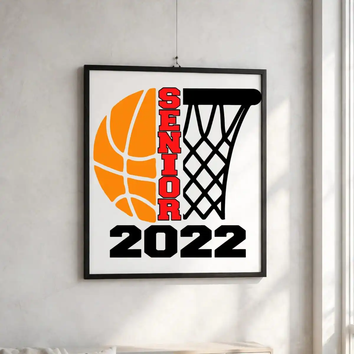 basketball with net svg design printed on a plain product mockup