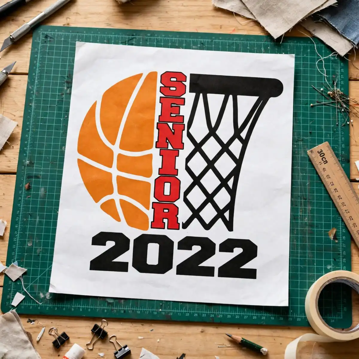 basketball with net svg design printed on a plain product mockup